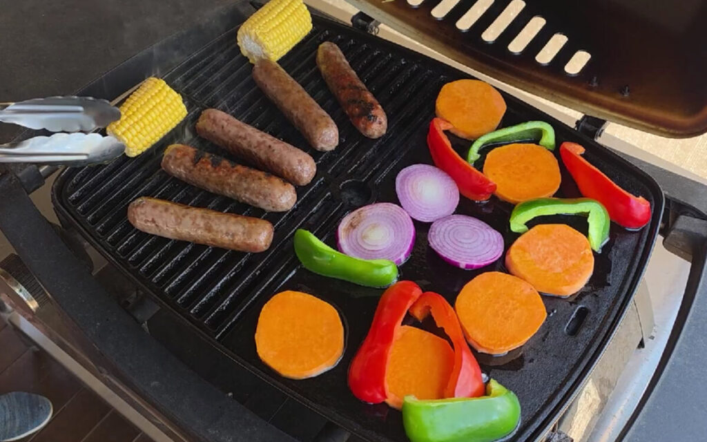 Grilling Sausages Glamping Tent Murphys Creek Escape