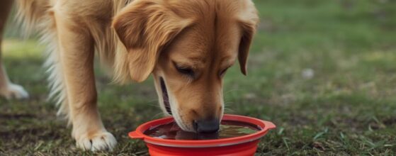 Dog Drinking In A Collapsible Camping Dog Bowl 2